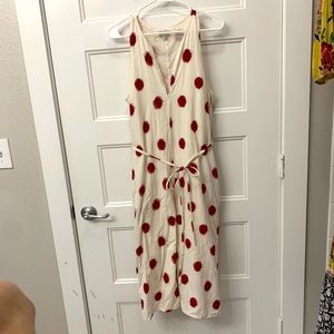 The Odells Ivory Red Polka Dots Indian Cotton Sleeveless Dress